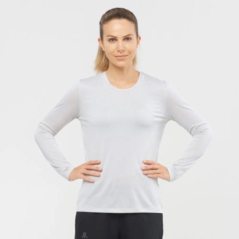 Camiseta Salomon Agile Long Sleeve Mujer Blancos | MX ITUF305